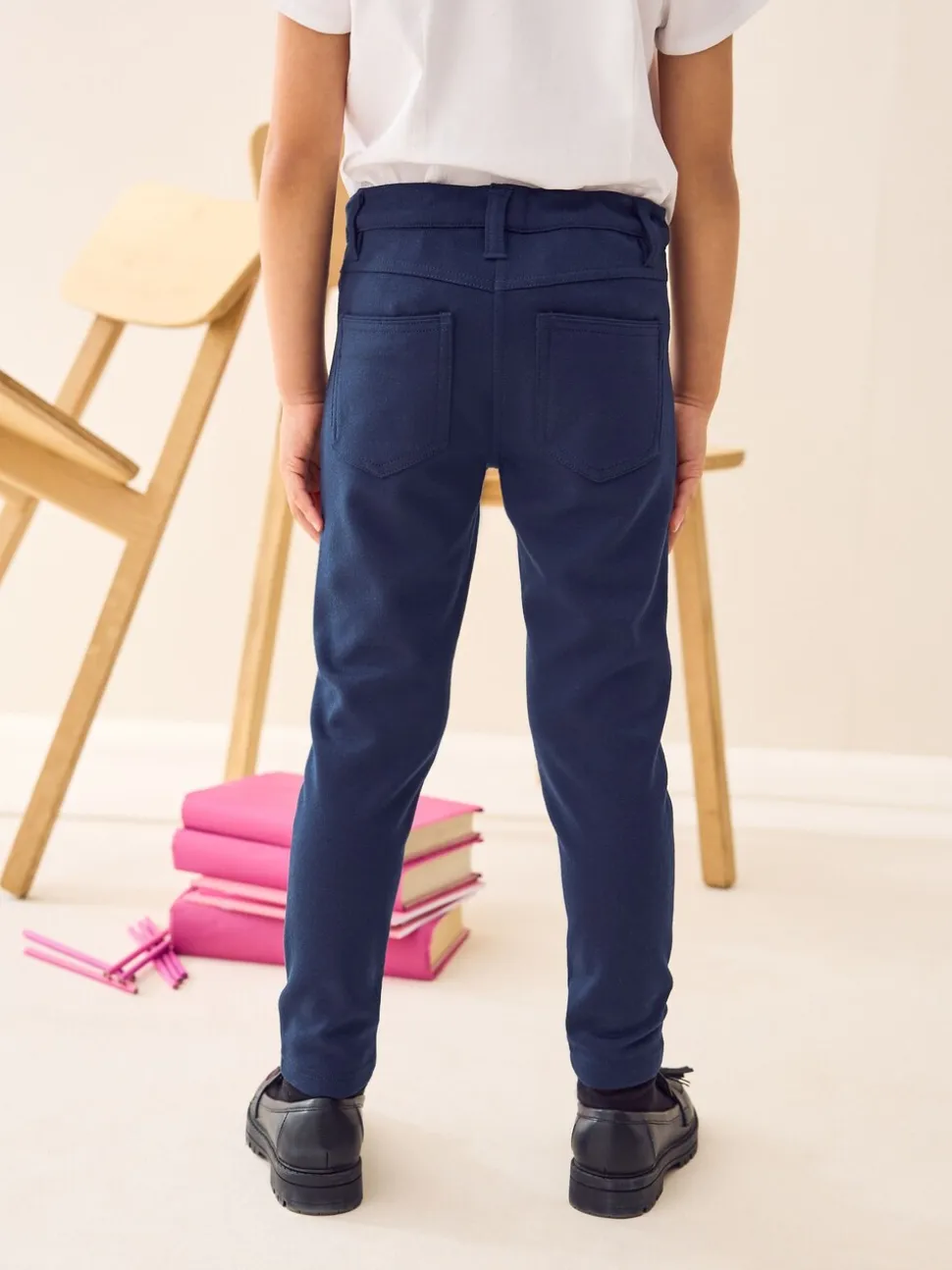 marine - Pantalon d'école skinny extensible en jersey (3-18ans)