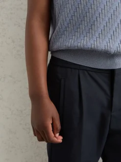 marine - Pantalon fuselé plissé décontracté Reiss Brighton