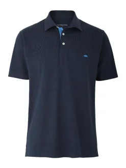 marine - Polo Savile Row Company classique en coton piqué à manches courtes