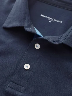 marine - Polo Savile Row Company classique en coton piqué à manches courtes