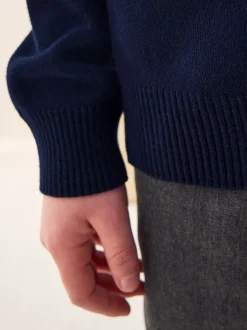 marine - Pull scolaire en maille à col rond (3-16ans)