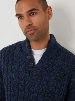 marine - Pull Threadbare en maille torsadée à Col cheminée