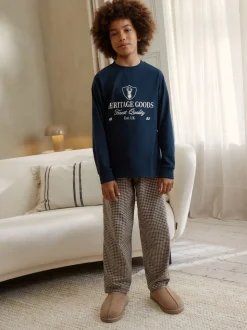 marine - Pyjama tissé simple (3-16ans)