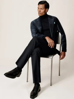 marine - Reiss Apsara Blazer en velours à boutonnage simple habillé