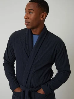 marine - Robe de chambre Threadbare gaufrée en polaire