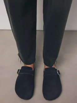 marine - sabots en cuir avec semelle plantaire