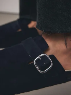 marine - sabots en cuir avec semelle plantaire