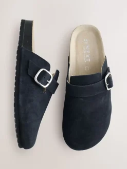 marine - sabots en cuir avec semelle plantaire