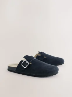 marine - sabots en cuir avec semelle plantaire