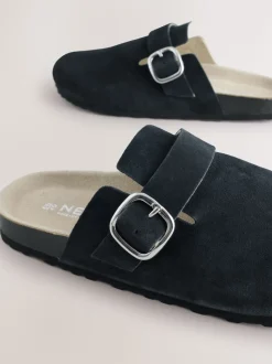 marine - sabots en cuir avec semelle plantaire