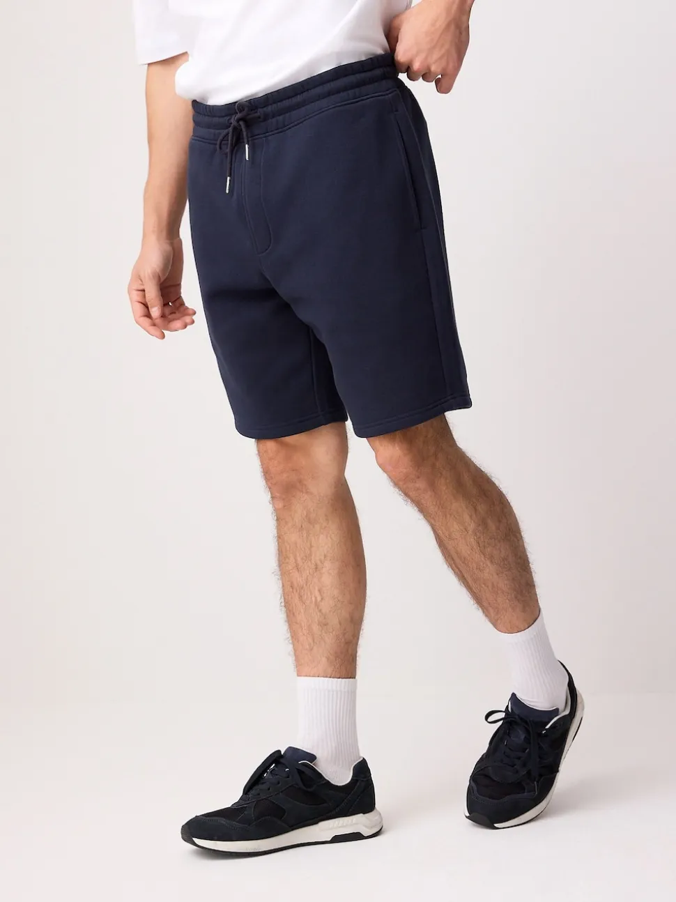 marine - Short à poche zippée en jersey brossé