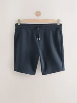 marine - Short à poche zippée en jersey brossé