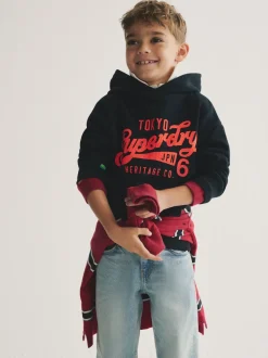 marine - Superdry Logo Sweat-shirt à capuche