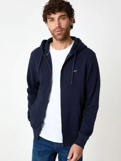 marine - Sweat à capuche Threadbare zippé