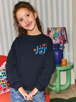 marine - Sweat-shirt graphique oversize à col rond Eleanor Bowmer