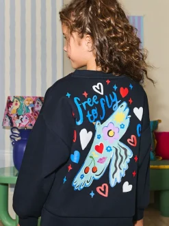 marine - Sweat-shirt graphique oversize à col rond Eleanor Bowmer