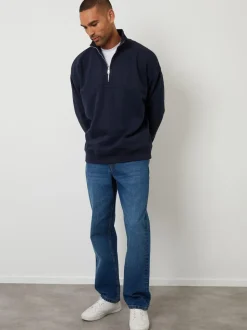 marine - Sweat-shirt Threadbare décontracté à demi-fermeture éclair