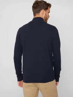 marine - Threadbare - Pull zippé en tricot avec détails en côtes