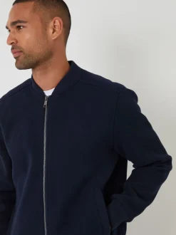 marine - Threadbare bomber brossé en fausse laine