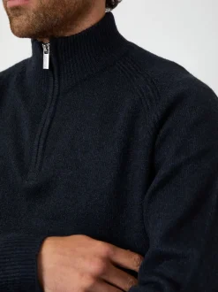 marine - Threadbare Pull en maille côtelée à manches raglan