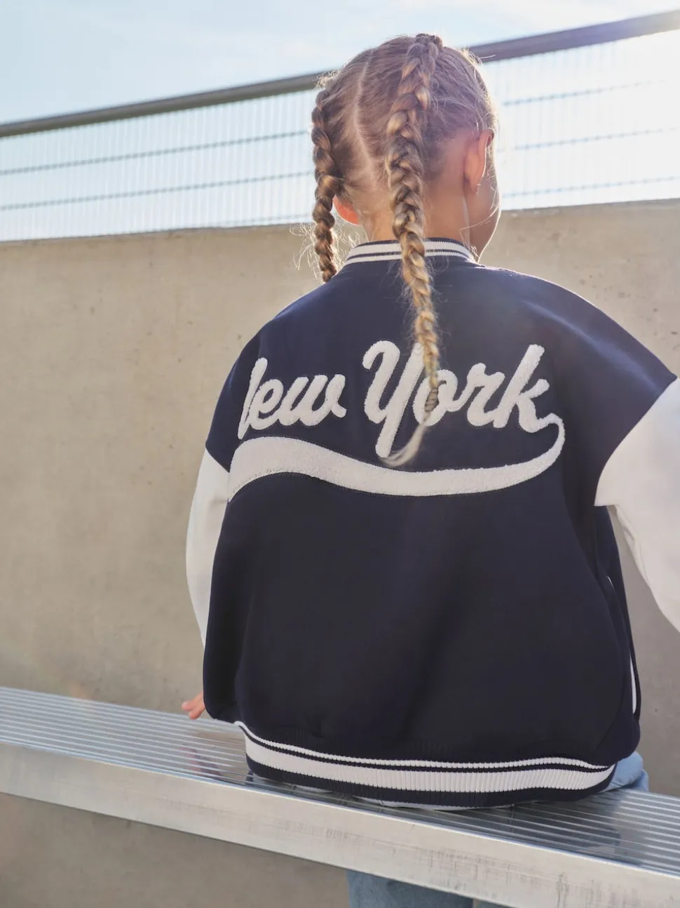 marine - Veste brodée Varsity (3-16ans)