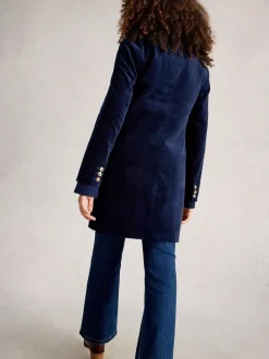 marine - White Stuff Manteau Karla en velours