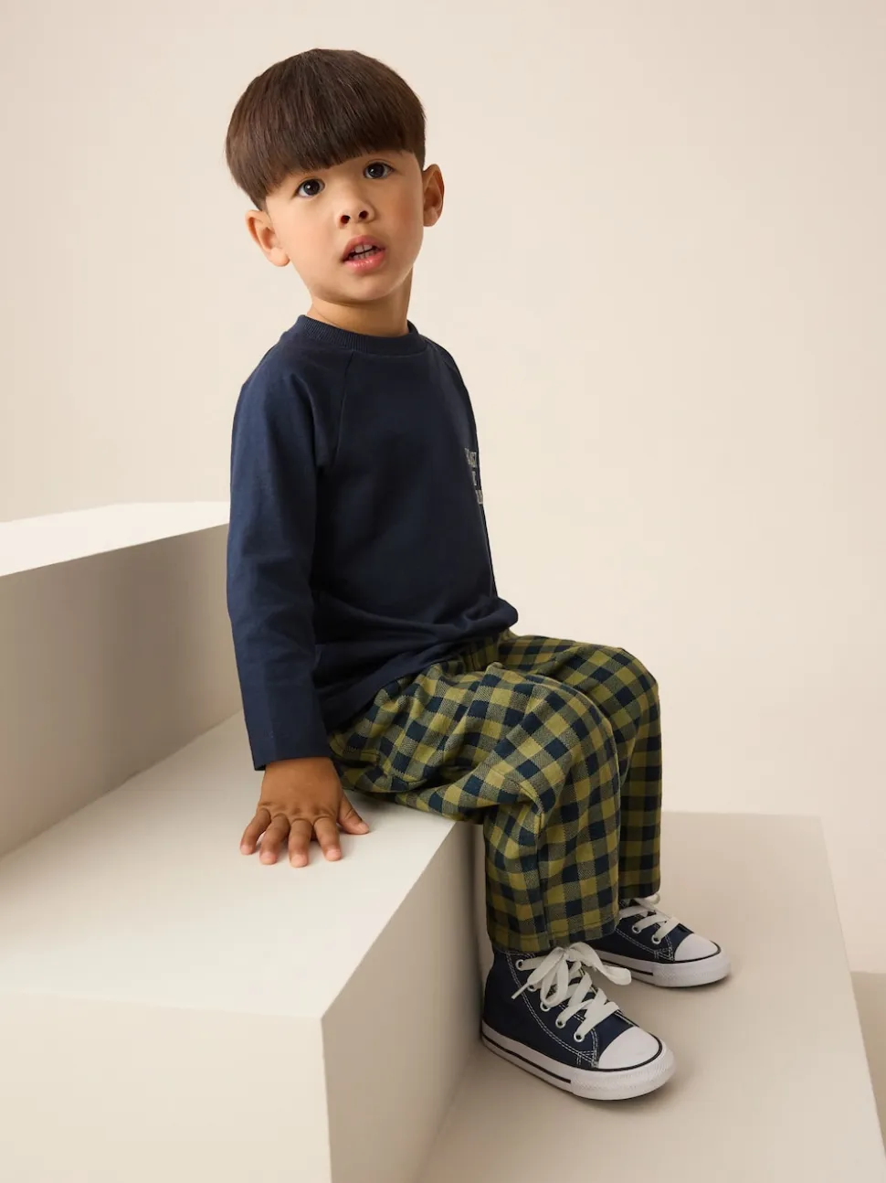 Marine Gingham - Pantalon à enfiler Barrel (3mois7ans) (3mois à7ans)
