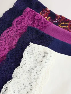 Marine Paisley - Lot de 4 culottes en coton et dentelle