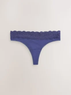 Marine Paisley - Lot de 4 culottes en coton et dentelle