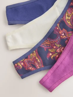 Marine Paisley - Lot de 4 culottes en coton et dentelle