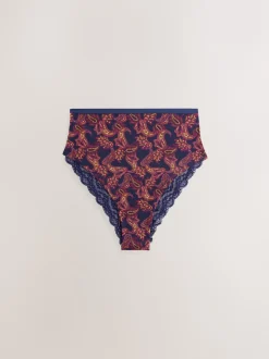 Marine Paisley - Lot de 4 culottes en coton et dentelle