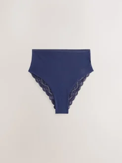 Marine Paisley - Lot de 4 culottes en coton et dentelle