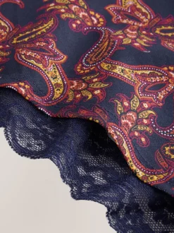 Marine Paisley - Lot de 4 culottes en coton et dentelle