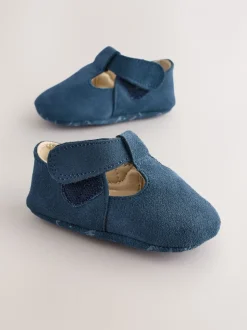 Marine Suede - Leather Bébé T-Bar Chaussures (0-24mths)