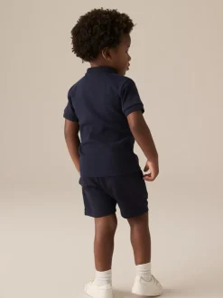Marine Texturée - Ensemble polos et shorts de manches (3mois-7ans)