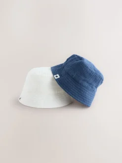 Marine/Blanc - Lot de 2 chapeaux de seau bébé (0mois à2ans)