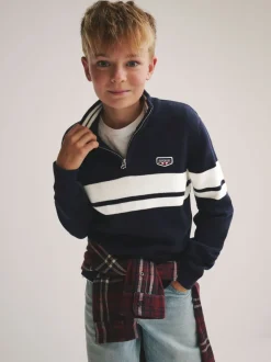 Marine/Blanc - Pull Superdry en maille