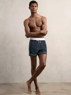 Marine/Blanc - Reiss Cano Colour-Block Piped-Trim Short de bain