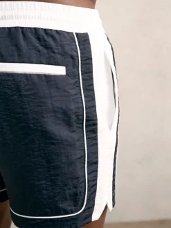 Marine/Blanc - Reiss Cano Colour-Block Piped-Trim Short de bain