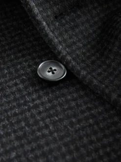 Marine/Charbon - Manteau riche en laine et doux au toucher à dents de chien