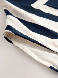 Marine/Cream Chevron - DD Maillot de bain coupe ventrale Col dégagé