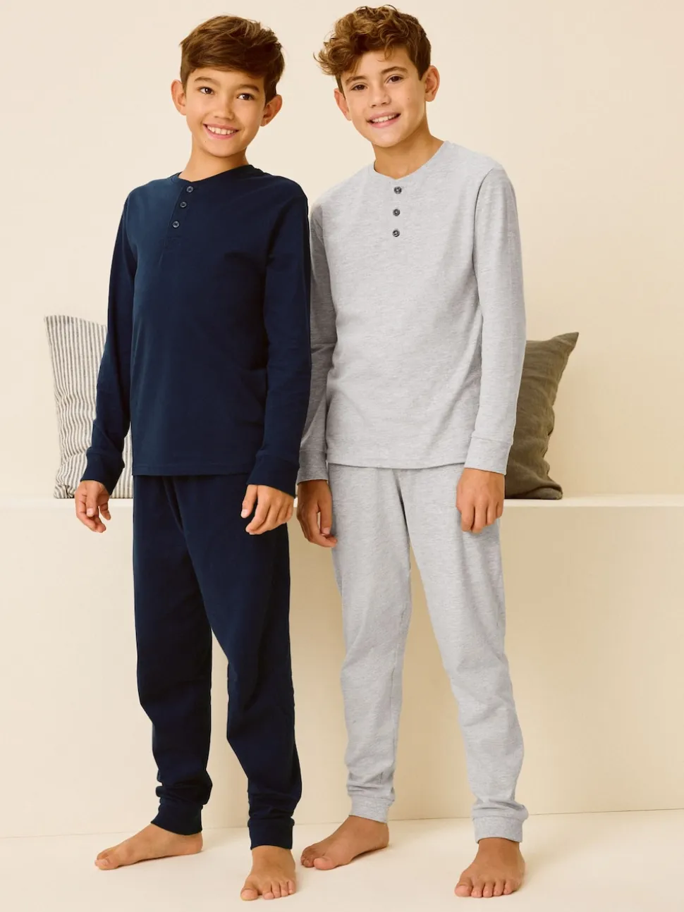 Marine/Gris - Lot de 2 pyjamas à manches longues (3-16ans)
