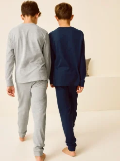 Marine/Gris - Lot de 2 pyjamas à manches longues (3-16ans)
