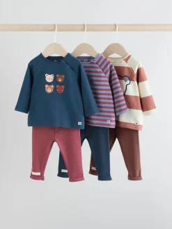 Marine/marron motif ours - Hauts et Leggings 6 pièces bébé (0mois-3ans)
