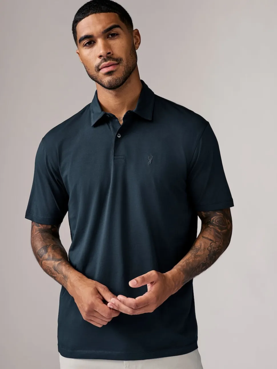 Marine/Marron/Gris/Blanc/Vert sauge Vert - Ajustement régulier - Polo en jersey Manches courtes 5 Pack