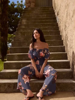 Marine/Rose - Combinaison à épaules dénudées