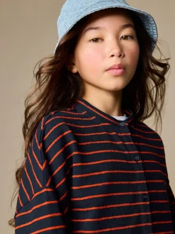 Marine/Rouge - Cardigan texturé rayé (3-16ans)