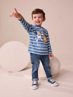 Marine/White Stripe - T-shirt Bluey à manches longues (6mois-8ans)