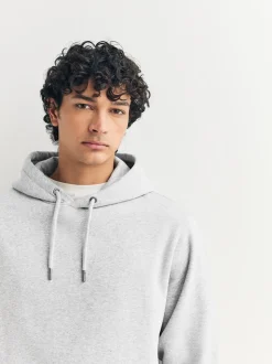 Marl gris - Ajustement régulier - Sweat-shirt à capuche en jersey riche en coton épais