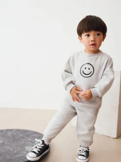 Marl gris - Ensemble sweat et Joggings imprimé à Col rond (3mois-7ans)